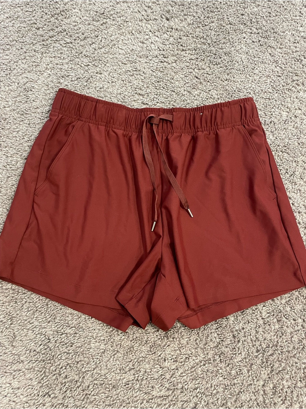 Everyday Drawstring Shorts in Brick Red